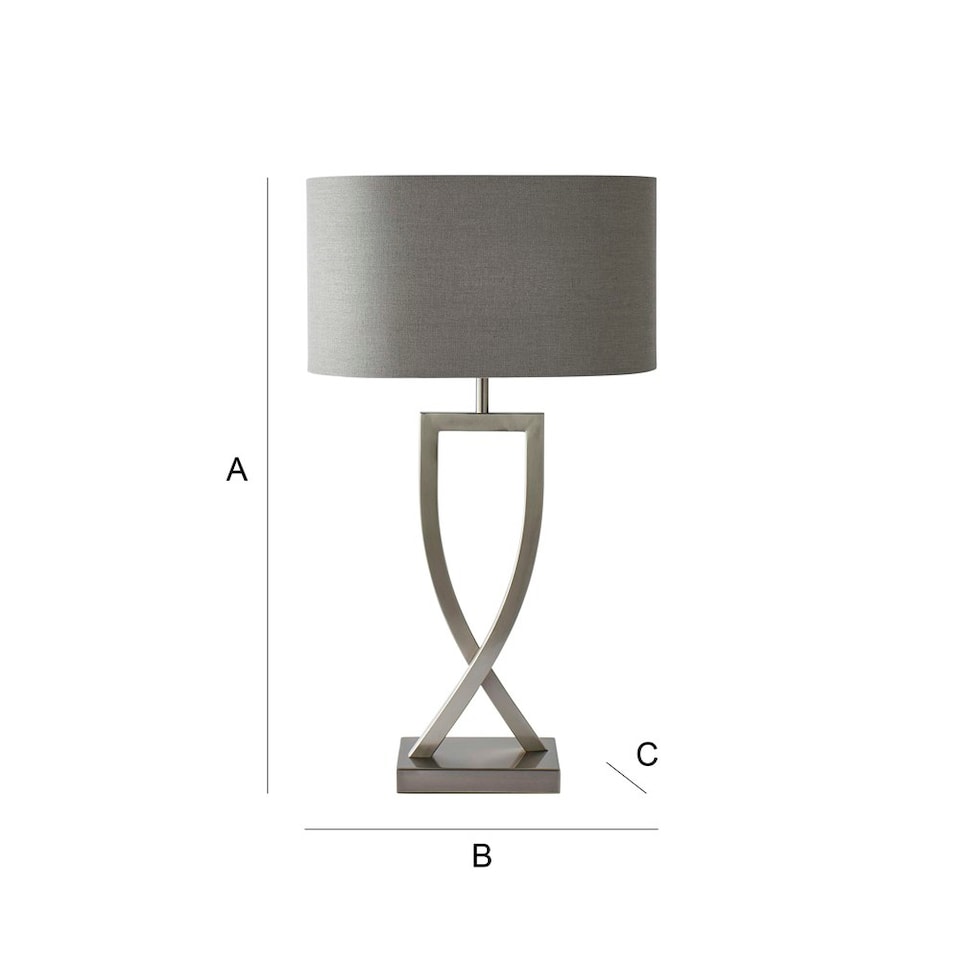 image 1 of ValueLights Katniss Brushed Chrome Table Lamp with Oval Shade Chrome | Grey
