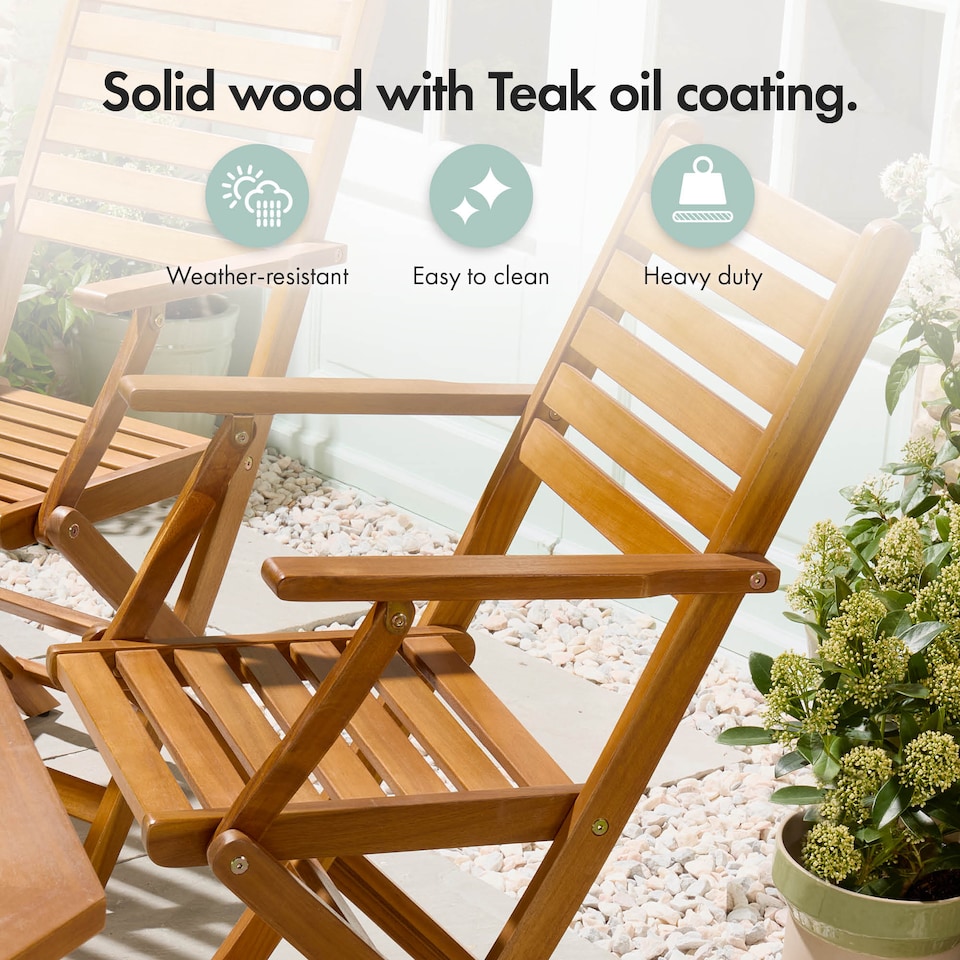 image 1 of Vonhaus Cannes Acacia Hardwood Folding Wooden Garden Chairs Set of 2