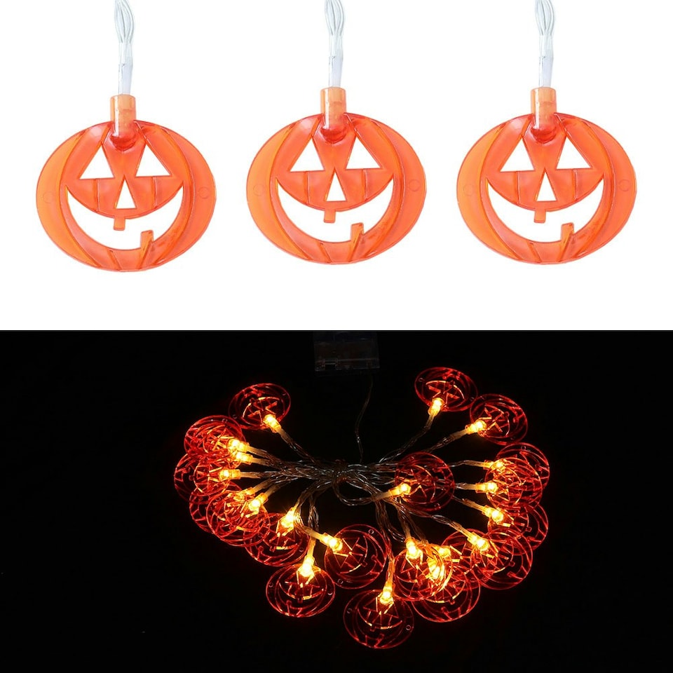 image 1 of Living and Home Halloween Smiley Pumpkin LED String Lights Party Decor