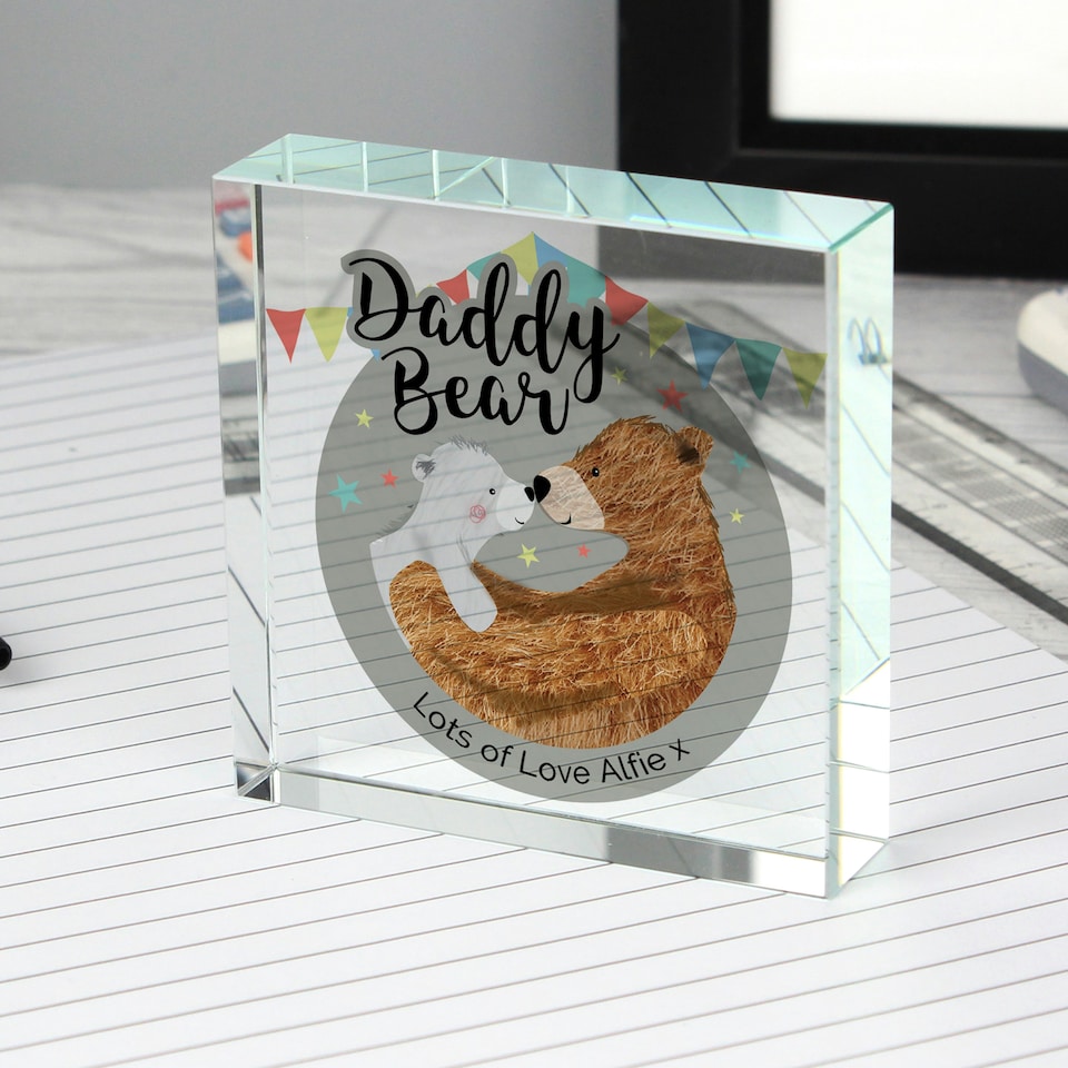 image 1 of Personalised Daddy Bear Crystal Token Clear | One Size