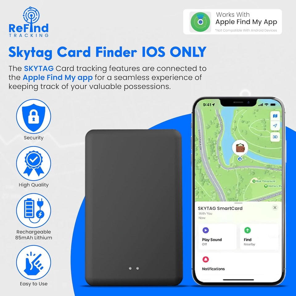 image 1 of Card Tracker (IOS Only) Wallet GPS Tracker Compatible with Apple Find My App