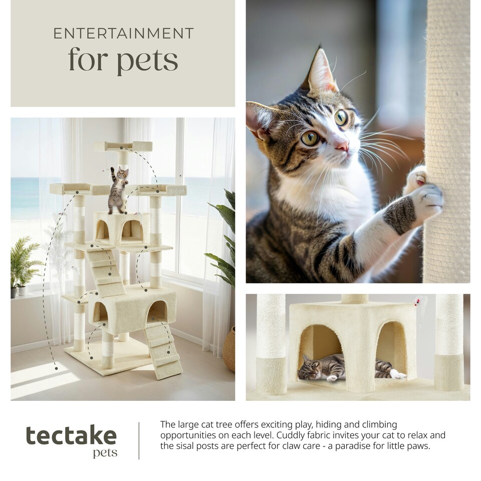 image 1 of Cat Tree Barney - 170 cm, sisal cat scratching posts - Beige