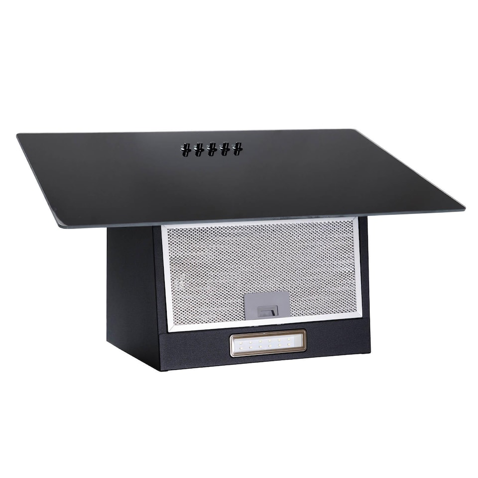 image 1 of SIA AH70BL 70cm Black Angled Glass Chimney Cooker Hood Kitchen Extractor Fan