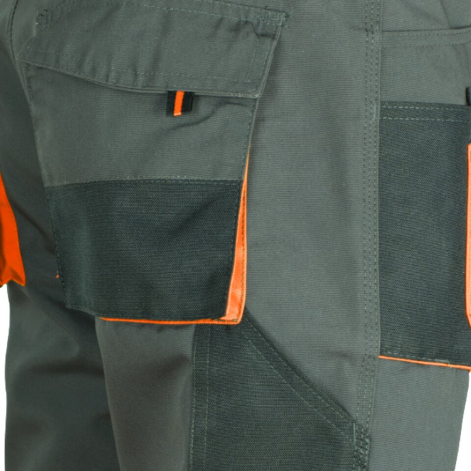 image 1 of ArtMas Grey Orange Work Trousers for Men  Durable Design with Knee Pad Pockets Cargo Storage and Reinforced Seams Size UK38