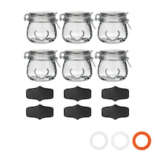 Nicola Spring Heart Glass Storage Jars with Labels - 500ml - Clear Seal - Pack of 6