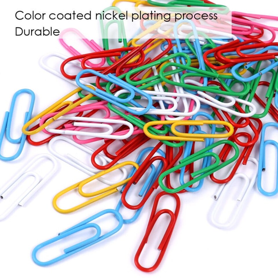 image 1 of Tub of 120 Vinyl Coated Paper Clips 28mm