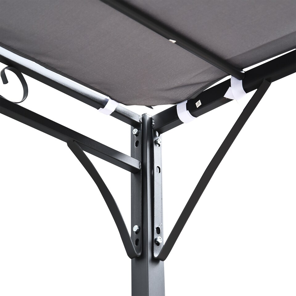 image 1 of Outsunny 3 x 3m Pergola Gazebo Metal Frame Elegant Scrolling WeatherResistant Canopy Sun Rain Shade Garden Outdoor Shelter, Grey