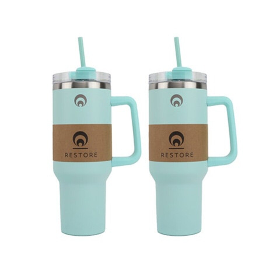 image 1 of Restore Roomy Stainless Steel XL Hydration Mug 1L Mint 2 Pack