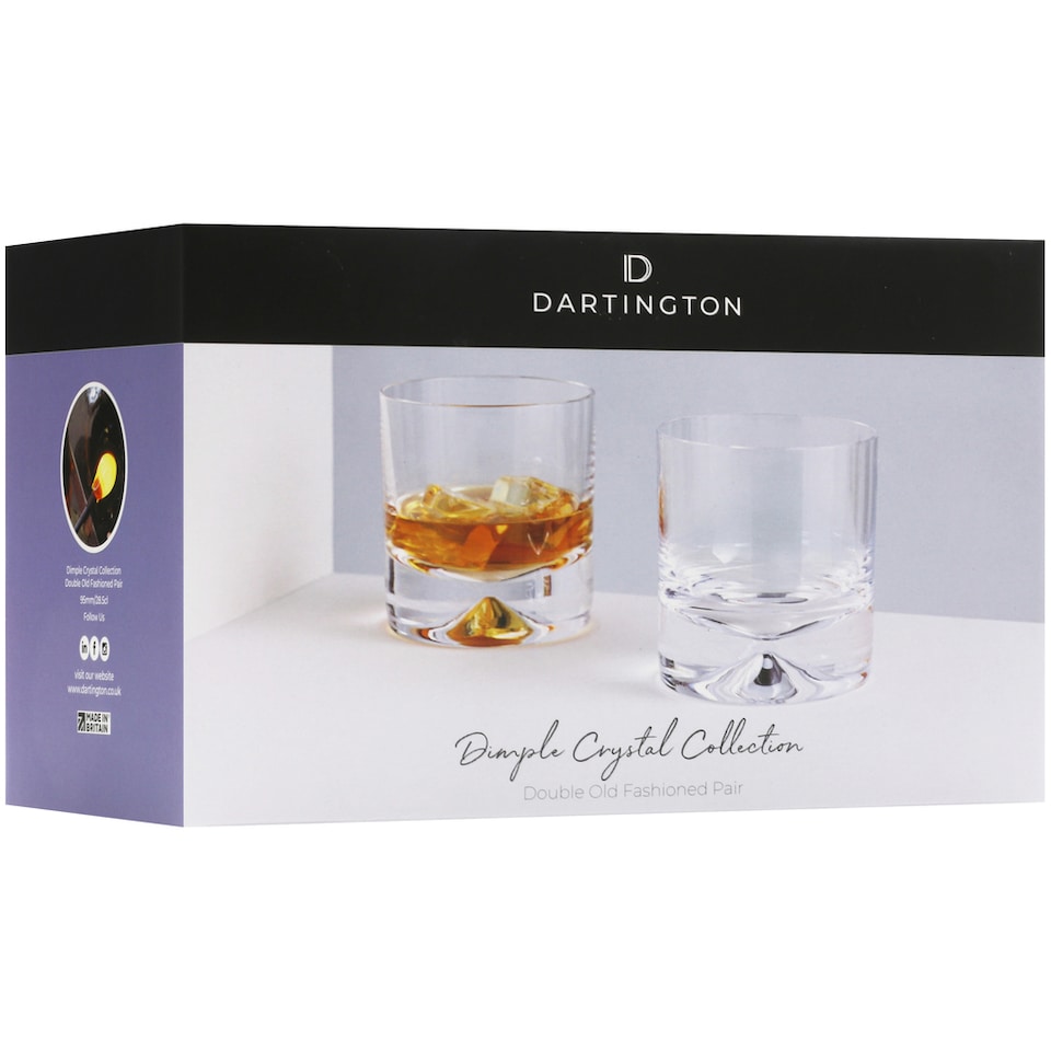 image 1 of Dartington Crystal Dimple Double Old Fashioned Whisky Glasses Set Of 2