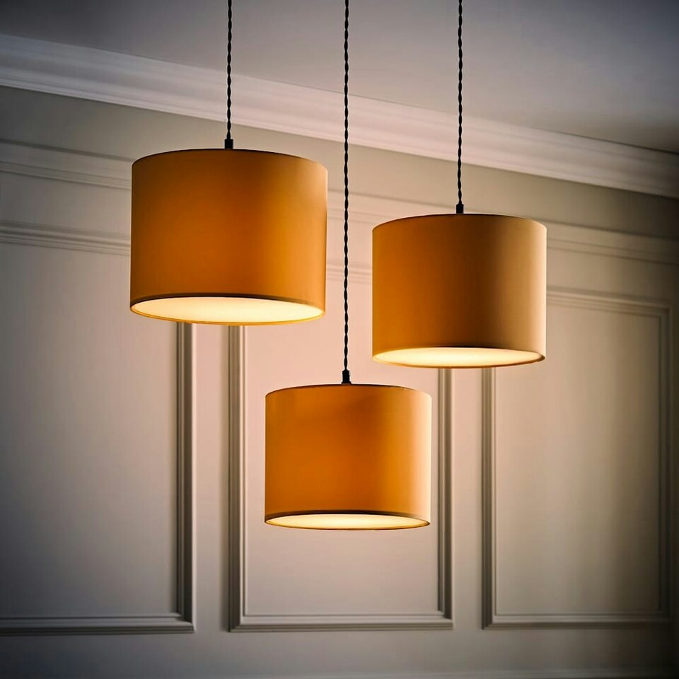 image 1 of ValueLights Torbery Set of 3 Sand Nesting Ceiling Light Shades Yellow