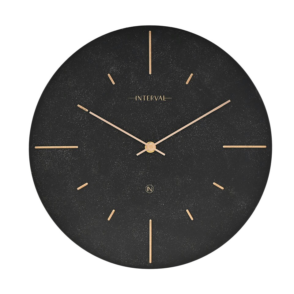 image 1 of Interval Resin Wall Clock 30cm - Black & Gold Black | Gold