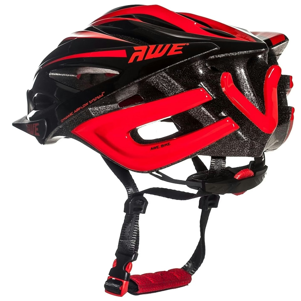 image 1 of AWE AweBlade In Mould Adult Bike Helmet Medium 55-58cm Black/Red Crash Guarantee* | Black | Red