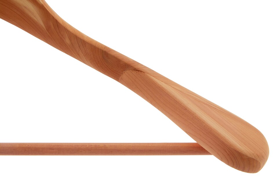 image 1 of Orsina Cedar Wood Trouser Hanger, Natural Anti-Moth Hanger With Fixed Rail & Chrome Hook, Helps Garment Freshness
