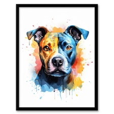 Staffordshire Bull Terrier Staffy Dog Lovers Black Framed Wall Art Print A4