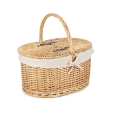 Buff Oval Picnic Basket with White Lining | White | White