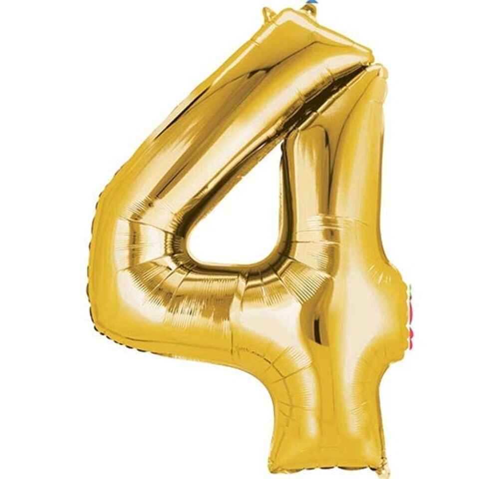 Gold Number 4 Air Fill Foil Balloon 40cm / 16 in