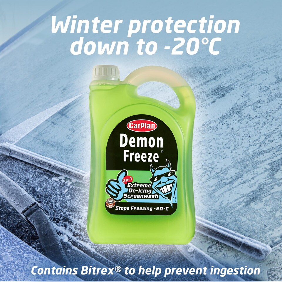 image 1 of Screen Wash Windscreen Fluid De-Icer CarPlan Demon Winter Freeze -20 2.5L x4