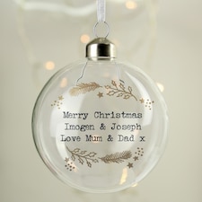 Personalised Gold Wreath Glass Bauble