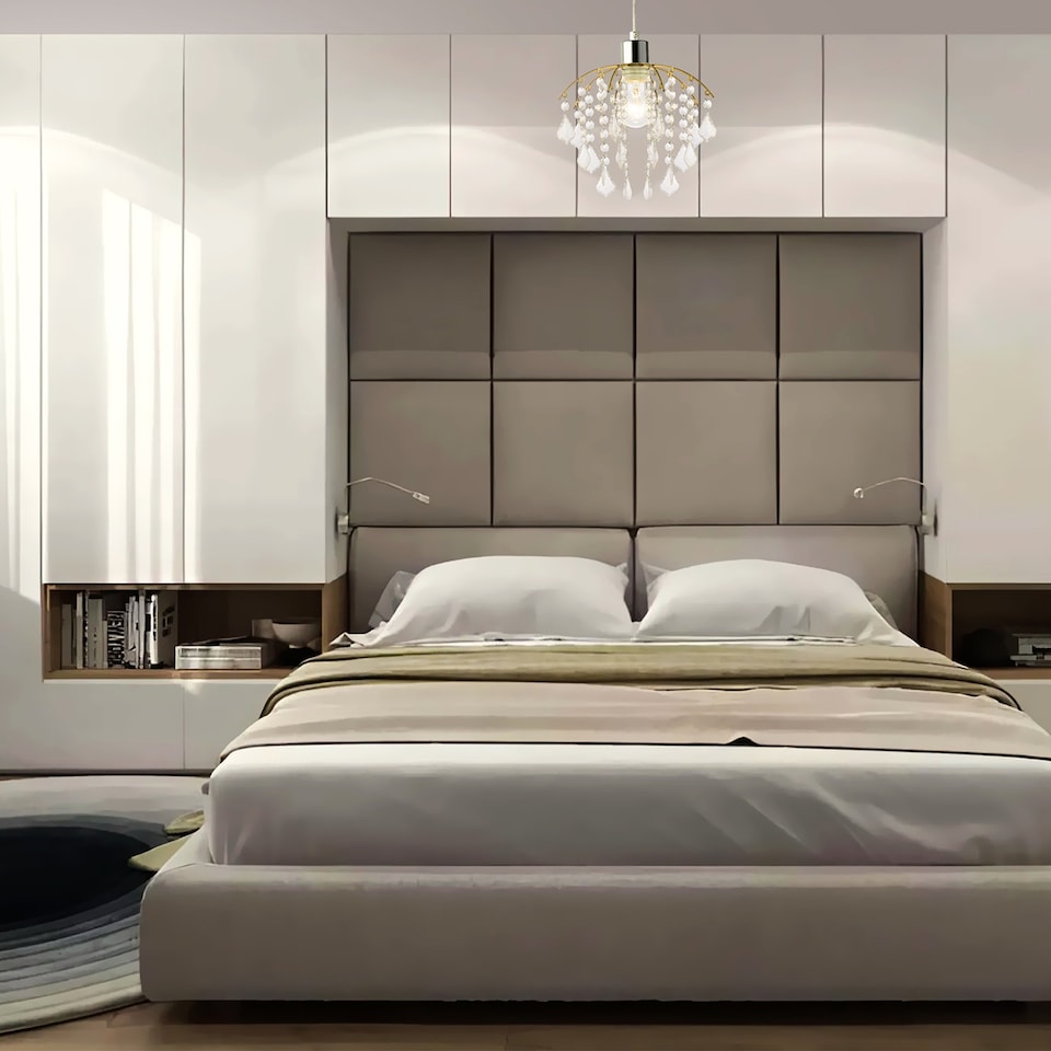 image 1 of Traditional Waterfall Pendant Shade with Clear Acrylic Droplets and Gold Frame | Gold