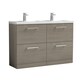 image 1 of Level 1200mm Floor Standing 4 Drawer Unit & Double Basin - Solace Oak