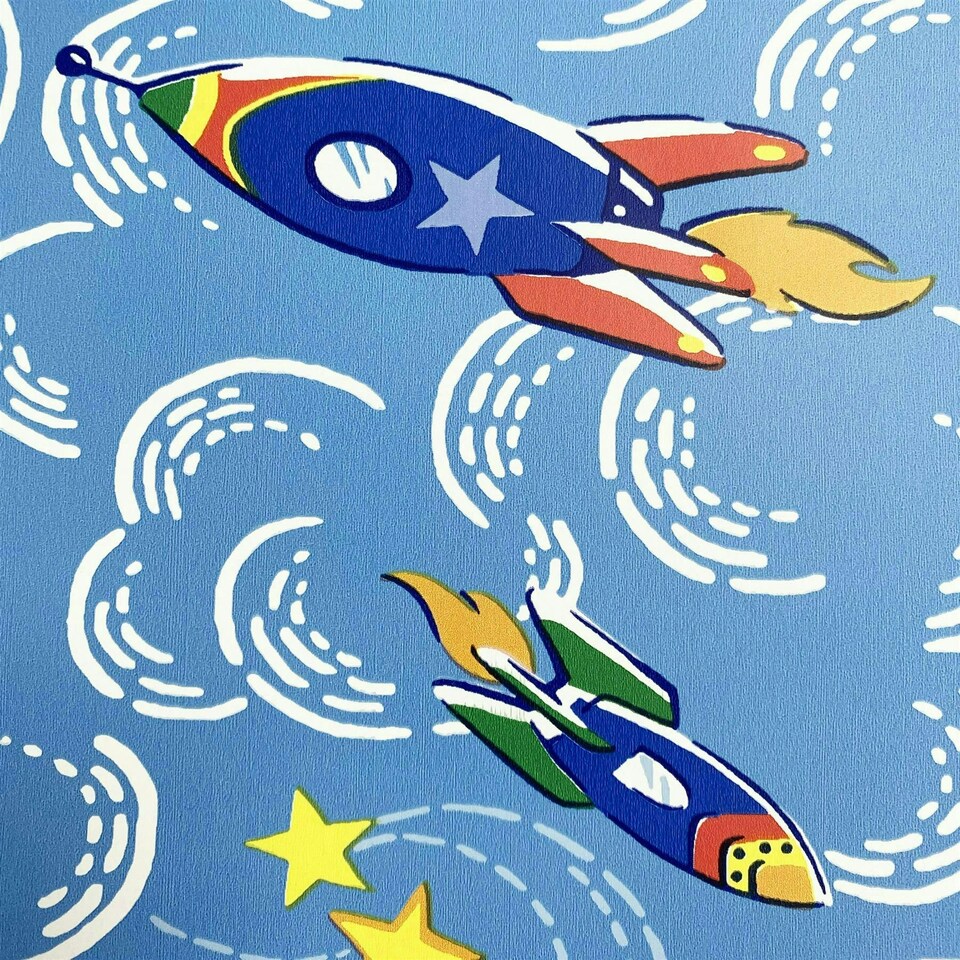image 1 of Cath Kidston Rockets Blue Wallpaper