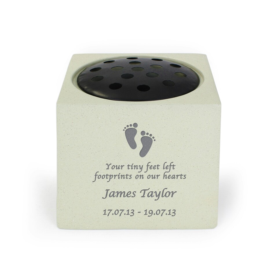 image 1 of Personalised Footprints Memorial Vase