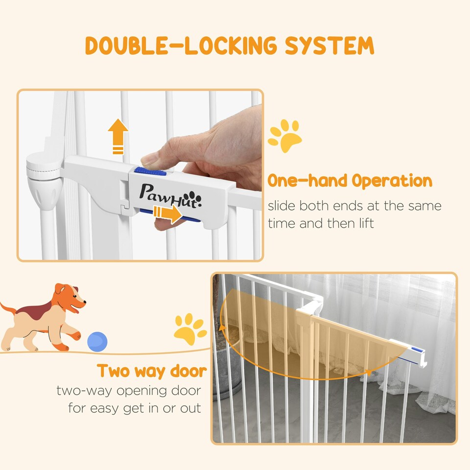 image 1 of PawHut 2 in 1 Dog Pen, Safety Pet Gate, 6 Panels, for Medium Dogs, 90Hcm - White