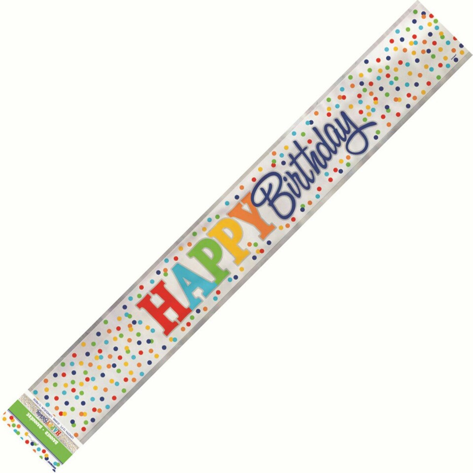 Unique Party Polka Dot Happy Birthday Banner - Rainbow - One Size