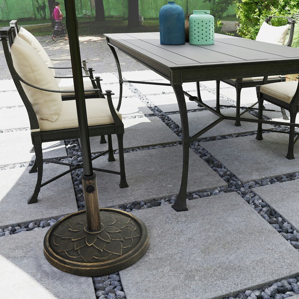 image 1 of Outsunny 12kg Resin Garden Parasol Base Sun Umbrella Base, Bronze Tone