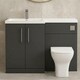 image 9 of Balterley Left-Hand Bathroom Vanity and WC Unit Combination with Basin, with Handles | Grey | Satin Soft Black