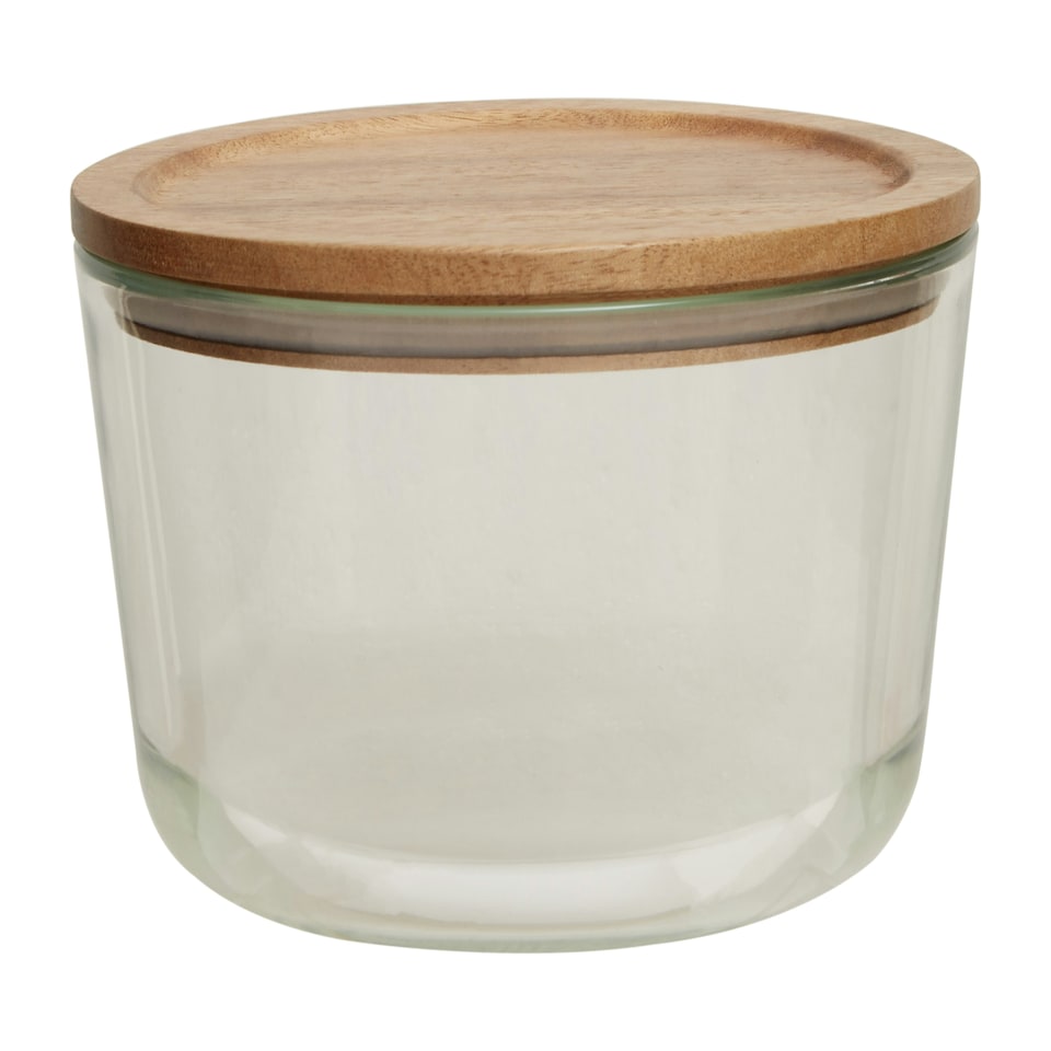 image 1 of Interiors by Premier 1650ml Round Glass Container with Acacia Lid, Glass Container with Airtight Lid, Airtight Glass Container