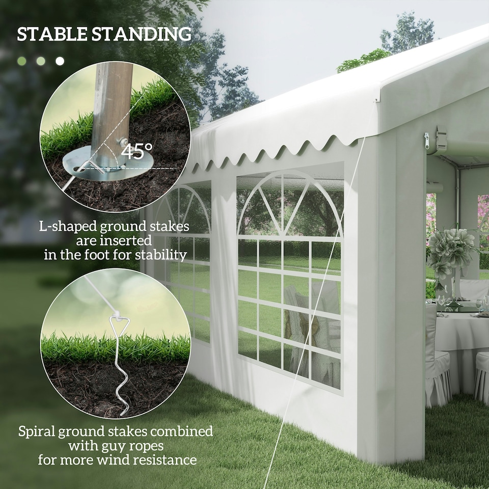 image 1 of Outsunny 4m Gazebo Garden Marquee Canopy Party Carport Shelter Garage Tent White