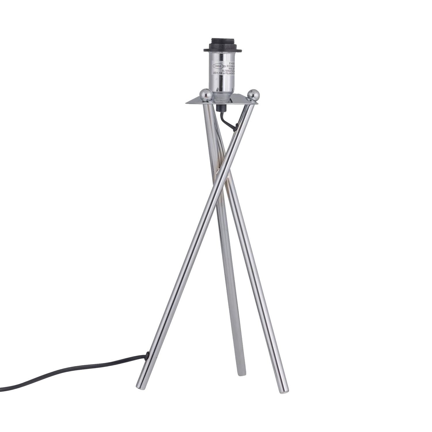 First Choice Lighting Chrome Tripod Table Lamp Base Only in Silver