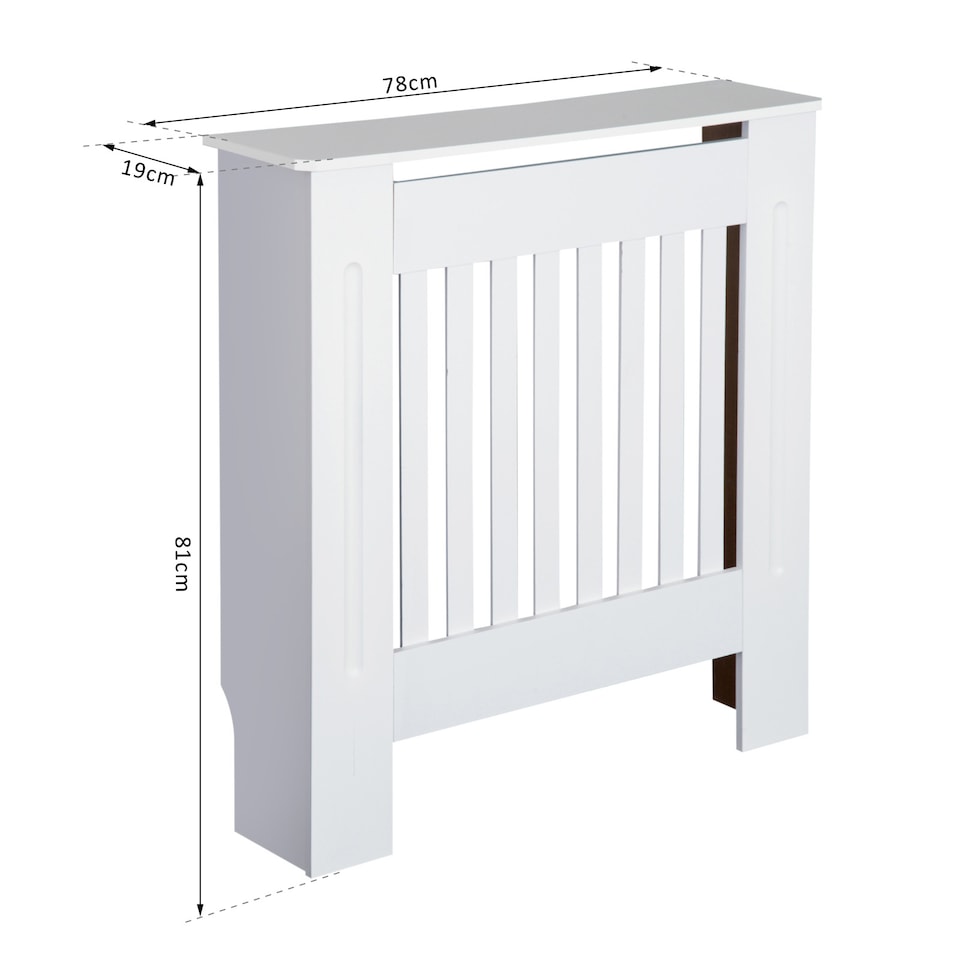 image 1 of HOMCOM Slatted Radiator Cover Painted Cabinet MDF Lined Grill in White (78L x 19W x 81H cm)