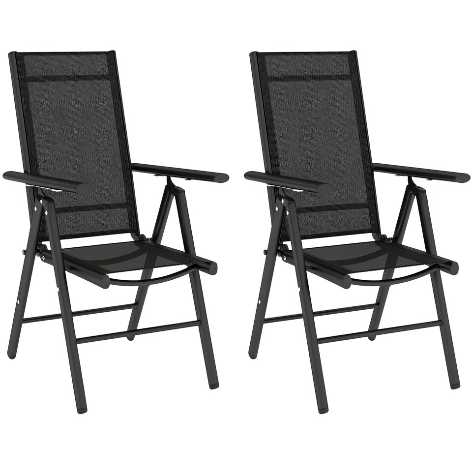 image 1 of Outsunny 2PCS Folding Chair w/ Breathable Mesh Back and Seat | Grey | Light Grey | One Size