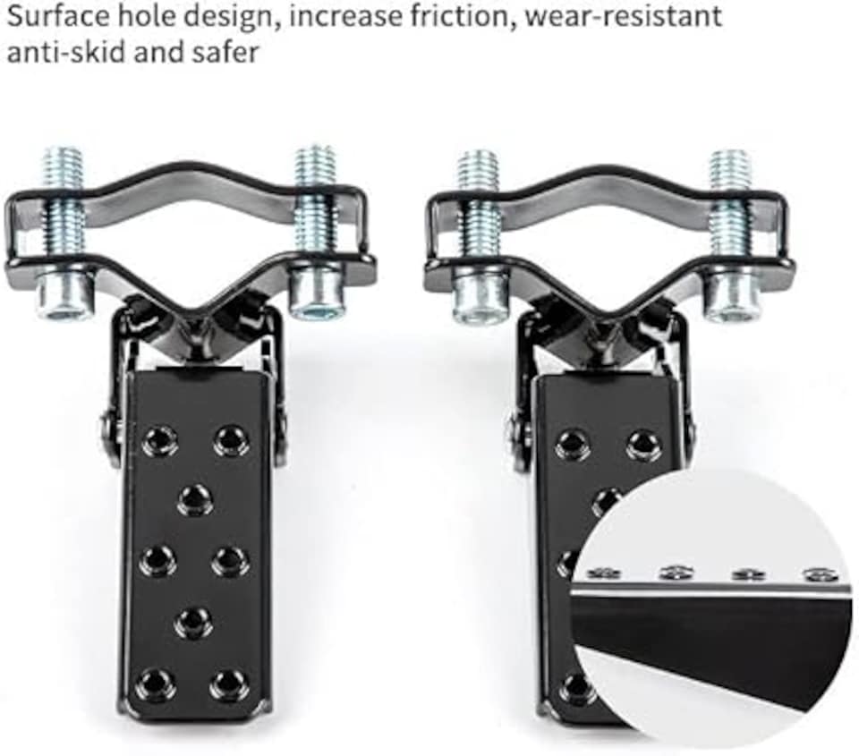 image 1 of London Boutique A Pair Universal Foldable Foot Pegs Pedals, Clamp-on Frame Mount Footrest for Ebike, Motorcycle, MTB, ATV, Scooter, UTV & Go Karts