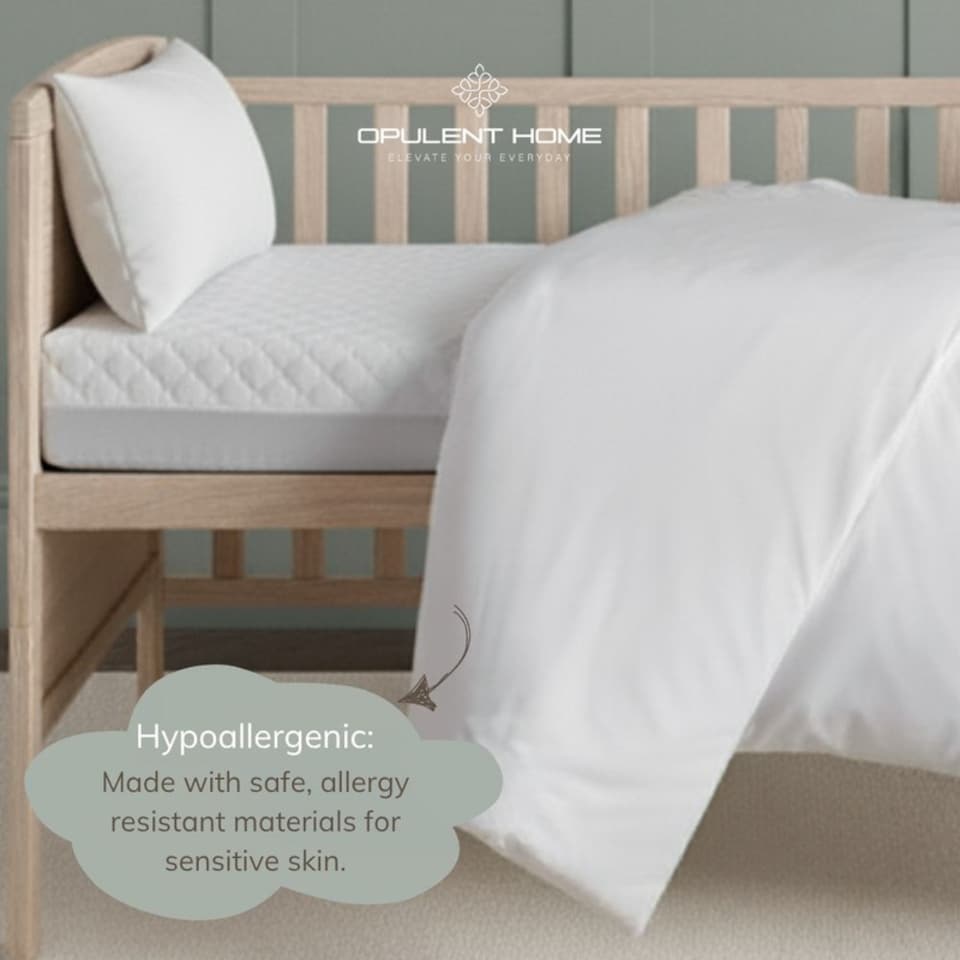 image 1 of Opulent Home 4.5 Tog Cot Bed Duvet and Pillow Set | Anti-Allergy Baby & Toddler Summer Quilt Bedding|White