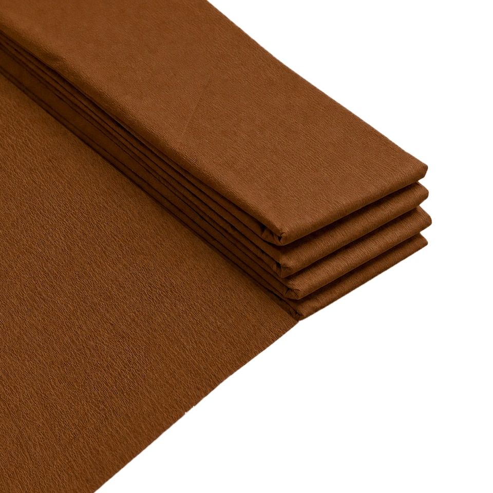 image 1 of Pack of 5 Brown Crepe Paper Sheets 50cm x 2m 17GSM 35% Stretch Craft Paper