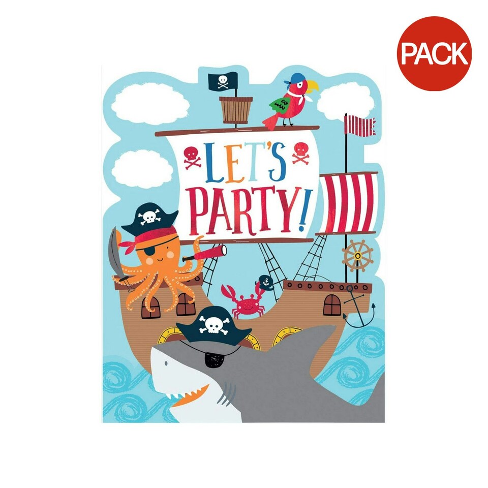 Amscan Ahoy Hot Stamped 1st Birthday Invitations (Pack of 8) - Multicoloured - One Size