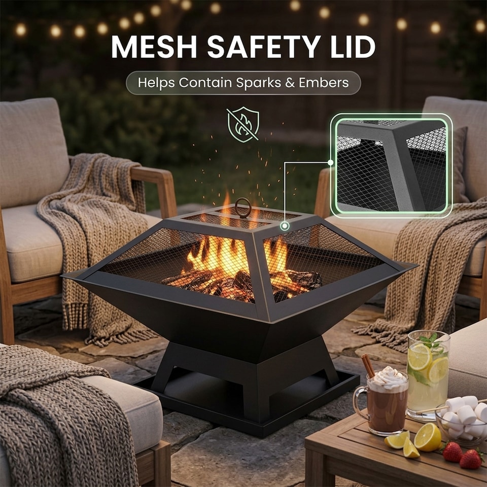 image 1 of Hortus Metal Square Firepit BBQ