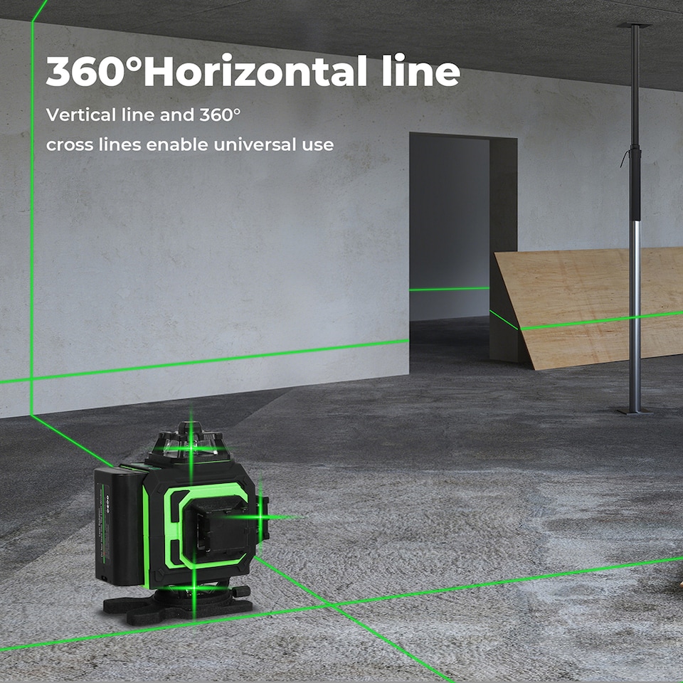 image 1 of Traderight 4D 16 Line Green Laser Level 360 Degree Self Leveling with Remote Tripod