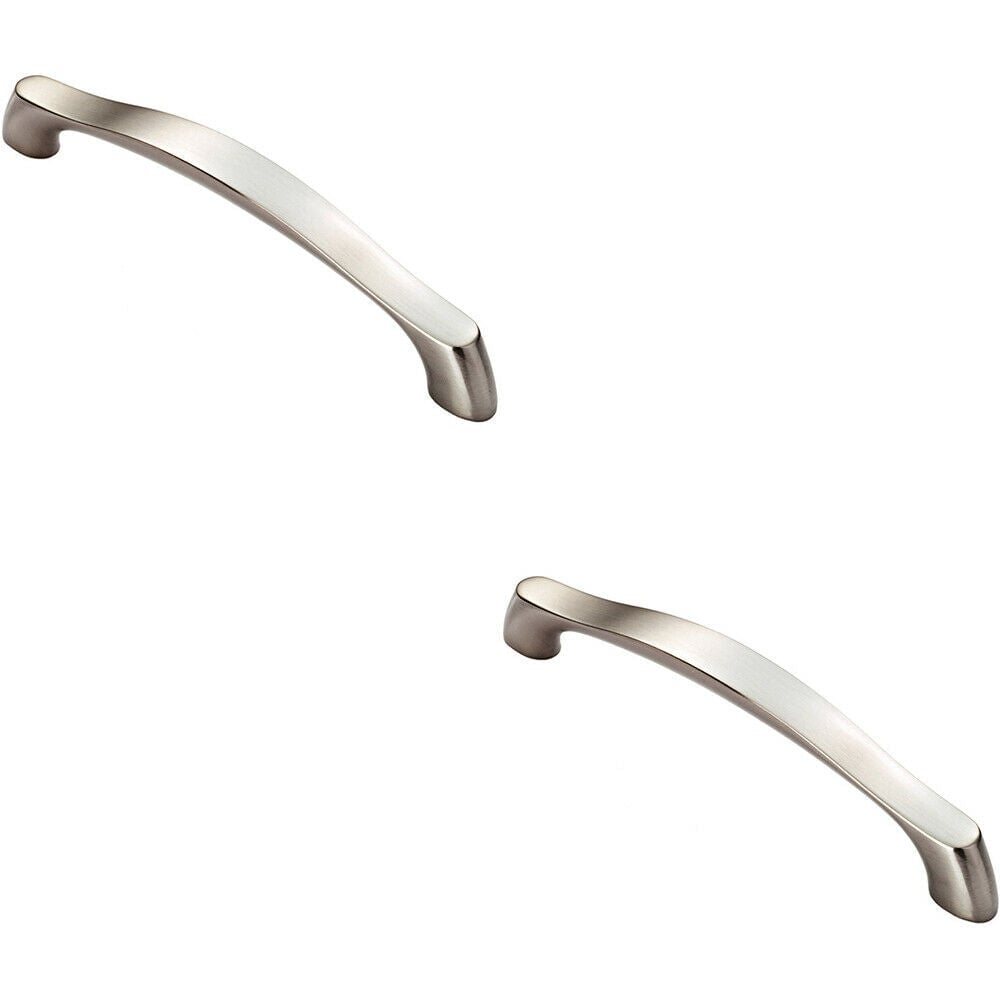 Loops 2x Chunky Arched Grip Pull Handle 194 x 17mm 160mm Fixing Centres Satin Nickel in Metallics