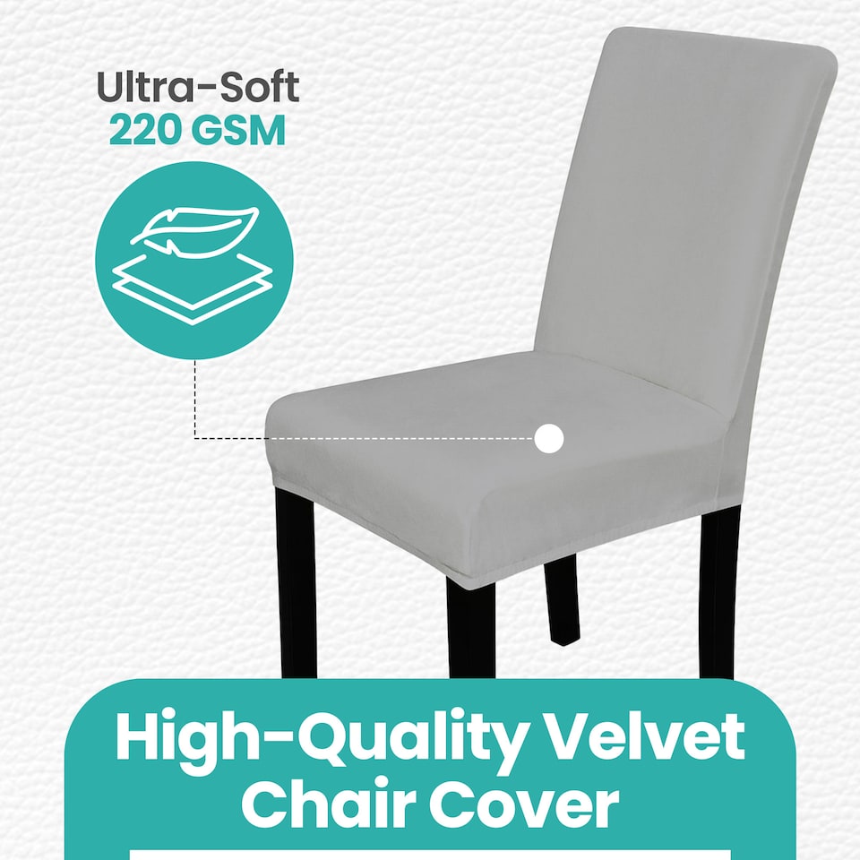 image 1 of Velvet Dining Chair Covers, Spandex High-Back Chair Slipcovers - 220GSM