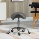 image 6 of HOMCOM PU Leather Saddle Stool w/ Moulded Padded Seat Adjustable Height Grey