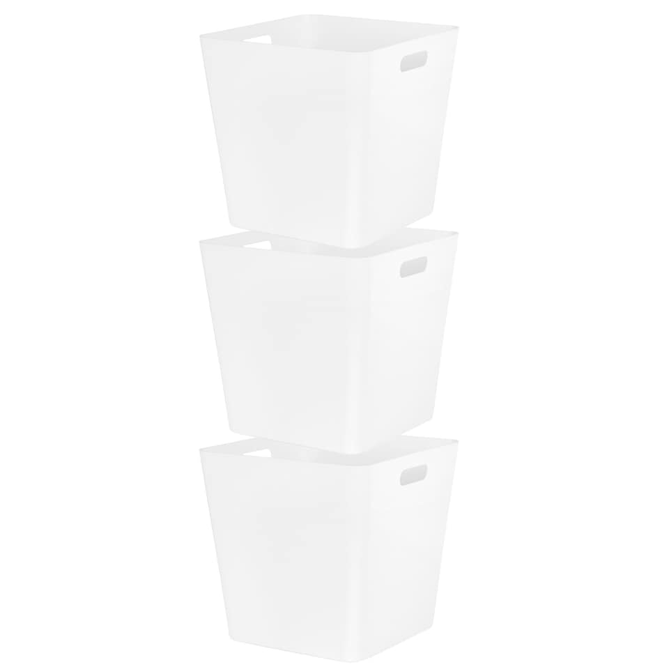 image 1 of Wham Studio 3 x 18L Deep Rectangular Plastic Storage Baskets Ice White Grey