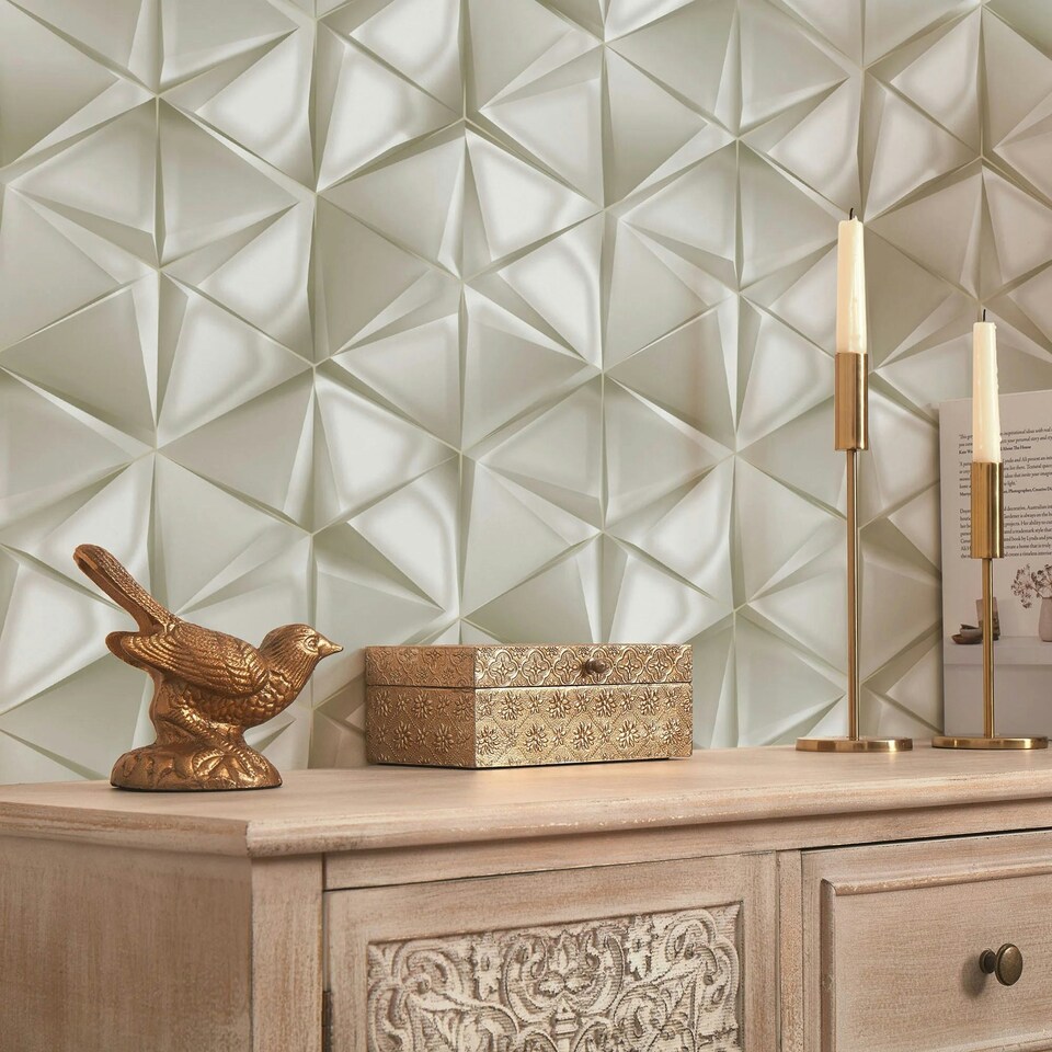image 1 of Nera Geo Wallpaper in Taupe Multi