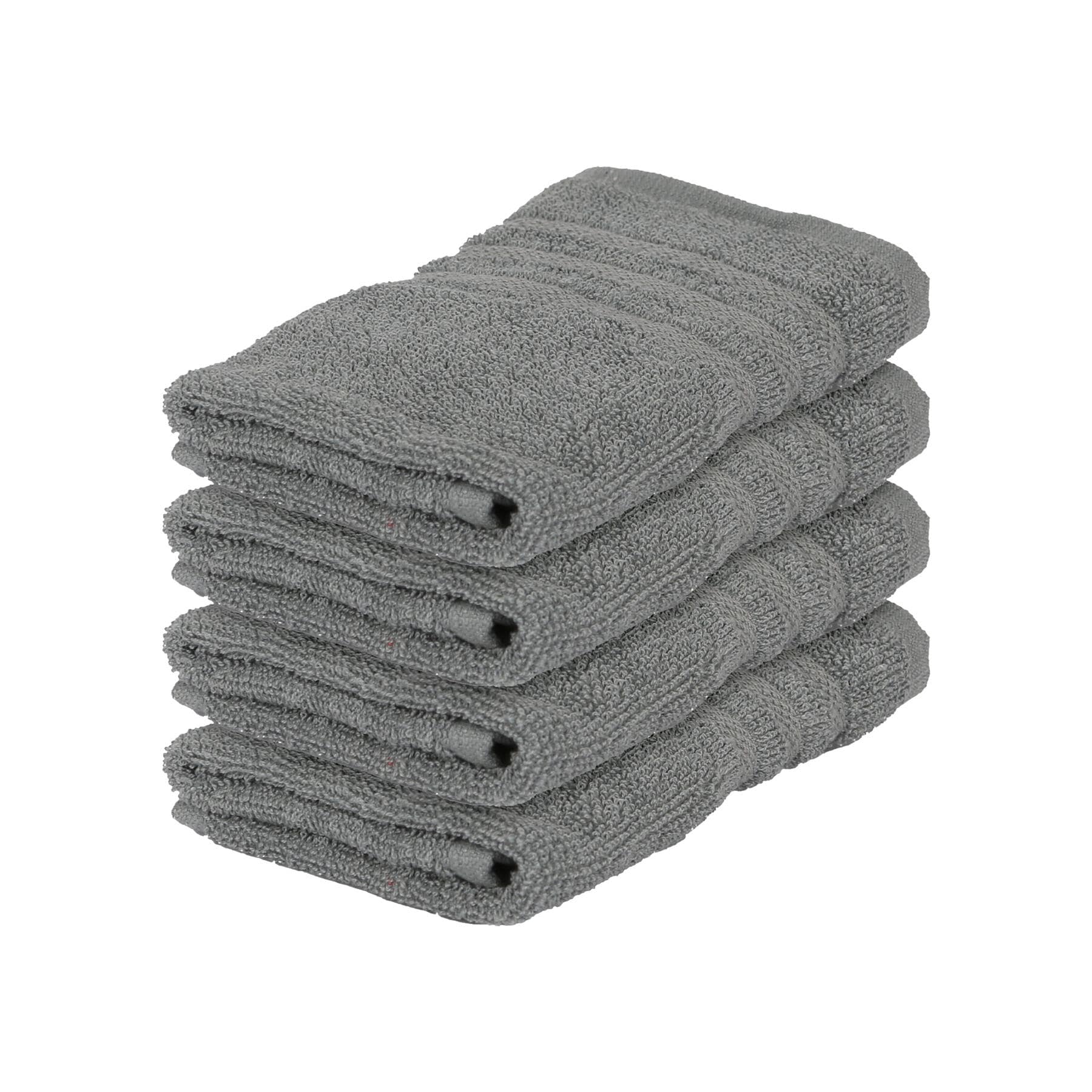 Nicola Spring Cotton Wash Cloths - 30cm x 30cm - Grey - Pack of 4
