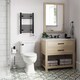 image 2 of Zennor - Black Electric Towel Rail H600mm x W400mm Curved 200w Thermostatic