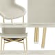 image 4 of Dining Chair Tessa - ergonomic high backrest, slim steel legs, soft fabric - Set of 2 Cream | Velvet Look Beige/Gold