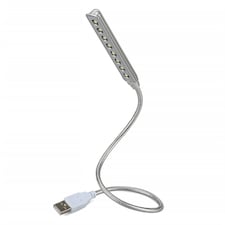 USB Powered LED Lamp Light with Flexible Gooseneck For Keyboard, Desk, or Reading - Daffodil ULT05 | Silver